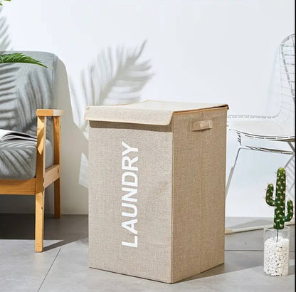 Large Capacity Foldable Laundry basket  with lid and Handles