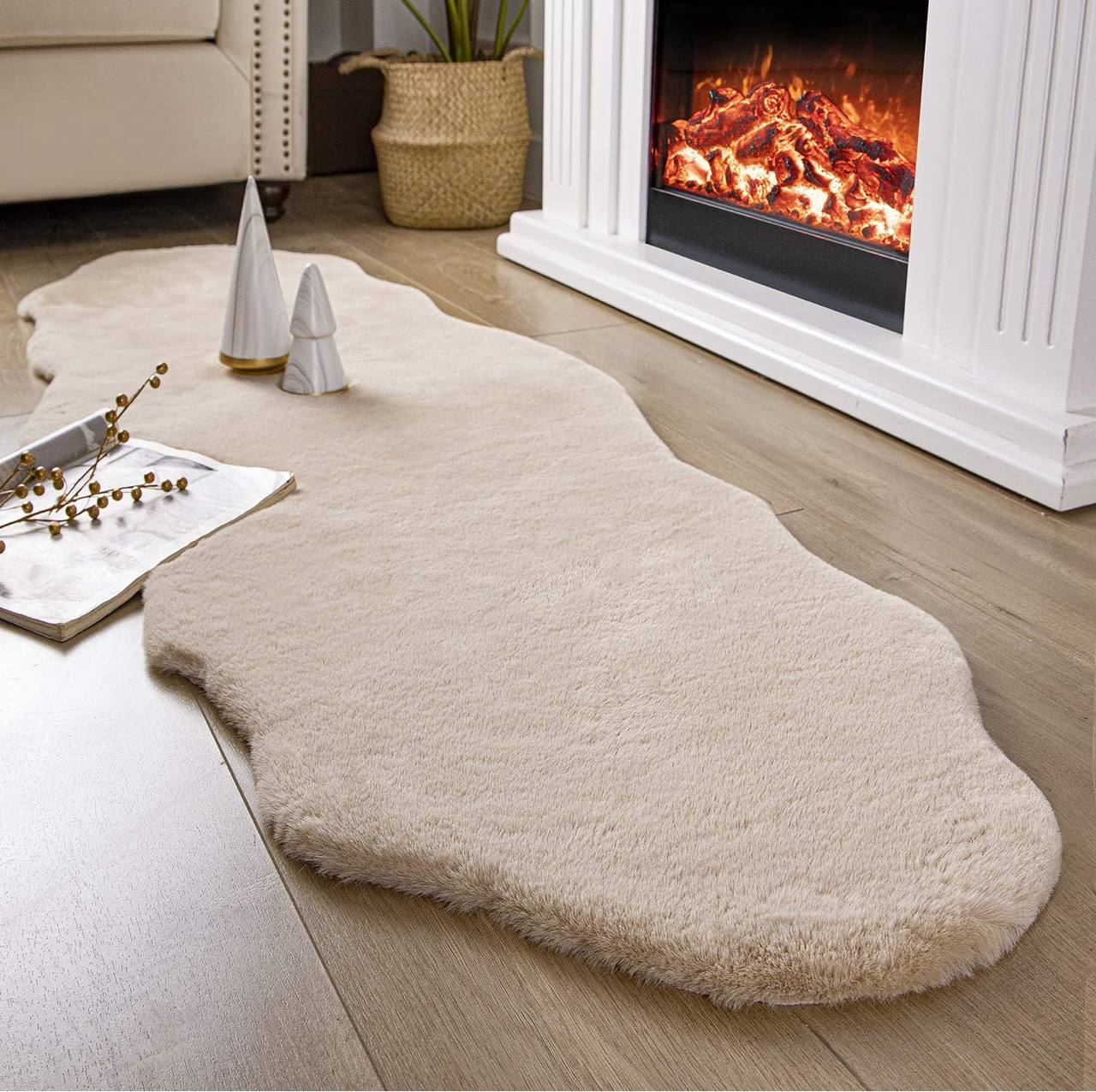 Rabbit fur faux decorative mats