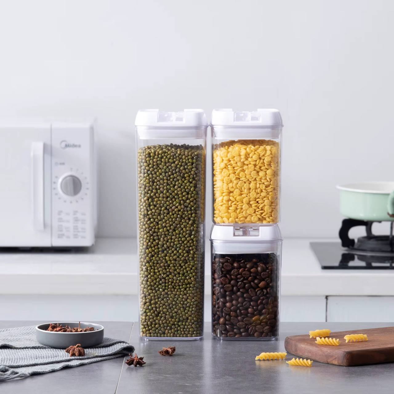 7pcs Transparent Acrylic Cereal Food/Pantry Storage Containers