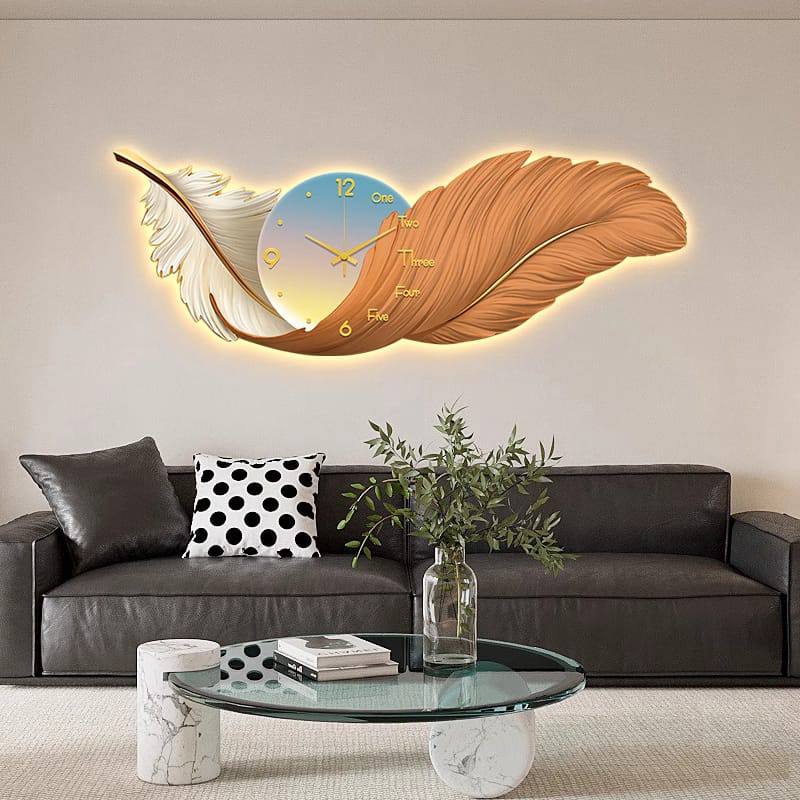 MODERN LANDSCAPE LED FEATHER WALL CLOCK