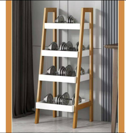 4 Tier Ladder Shelf Wood Storage Rack Shelving Unit