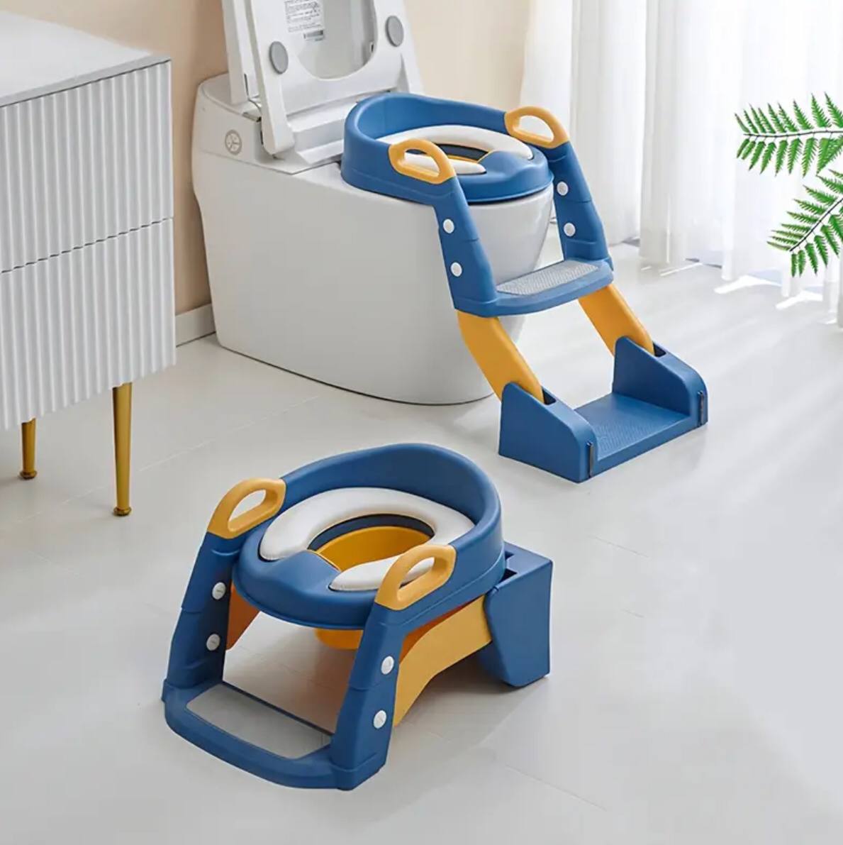 2-in-1 toilet trainer seat with a ladder and potty