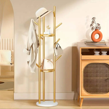 Multifunctional golden coat tree stand