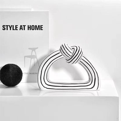 Interior creative black & white stripes knot abstract home decoration / premium  decorative ornament