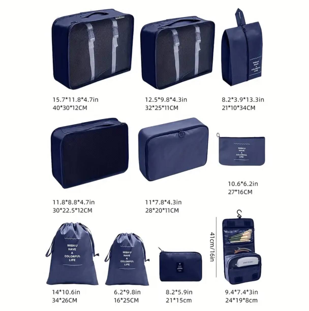 9pcs Luggage Travel Organizers For Suitcase