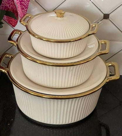Ridged Serving dishes set